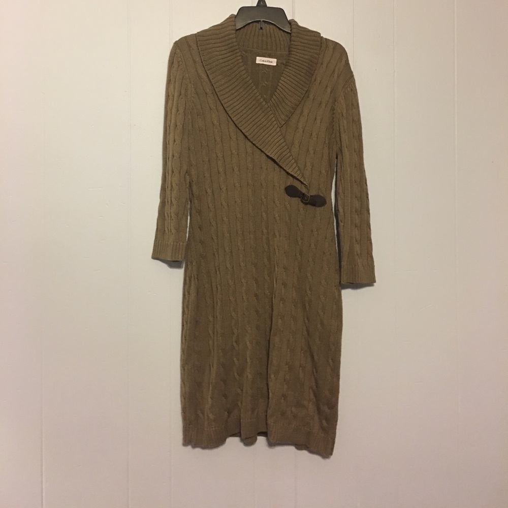 Calvin Klein Brown Cable Knit Dress